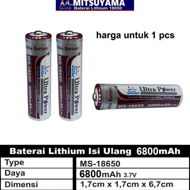 baterai 18650 original 6800 mAh mitsuyama baterai Cas 18650 Ultra Power 6800mAh Mitsuyama MS-18650 R