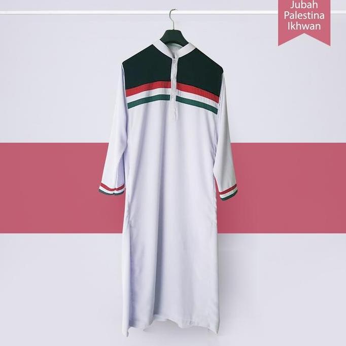New Pakaian sholat jubah Palestina putih hitam pria dewasa gamis muslimin fashion muslim