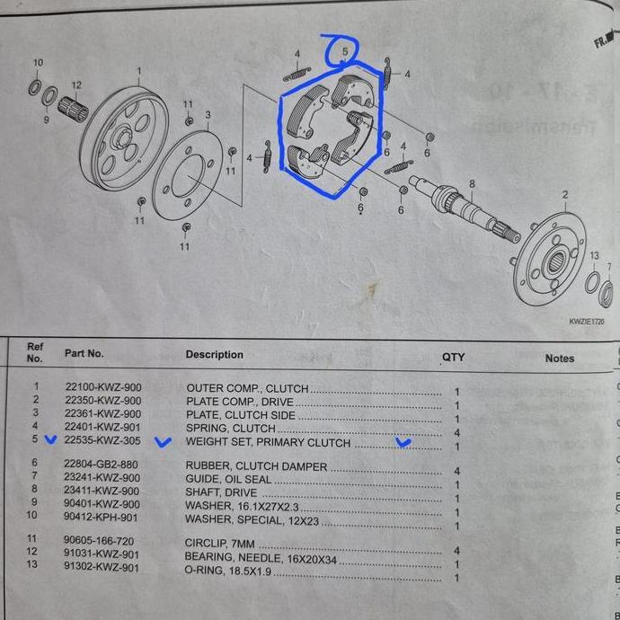 22100-KWZ-900 & 22535-KWZ-305 : MANGKOK KAMPAS GANDA & KAMPAS GANDA REVO AT / OUTER COMP CLUTCH & WE