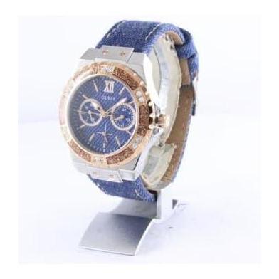 Guess Analog Jam Tangan Wanita Strap Denim Biru W0775L10 Original