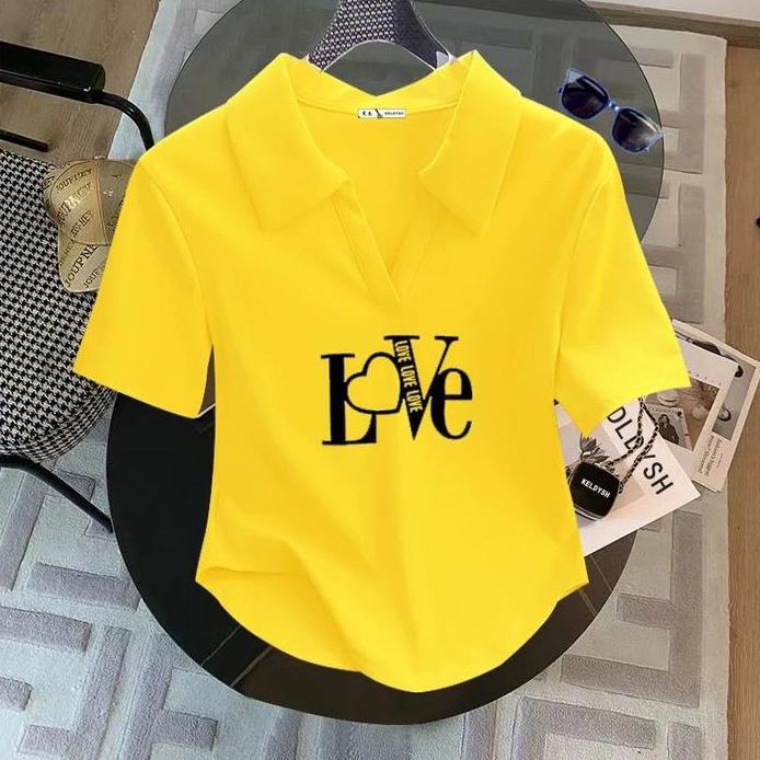 New Kaos Crop Top Polo Shirt Wanita/Crop Top Polos/Kaos Wanita/T-shirt Kerah Polos//Kaos Crop Top Ba