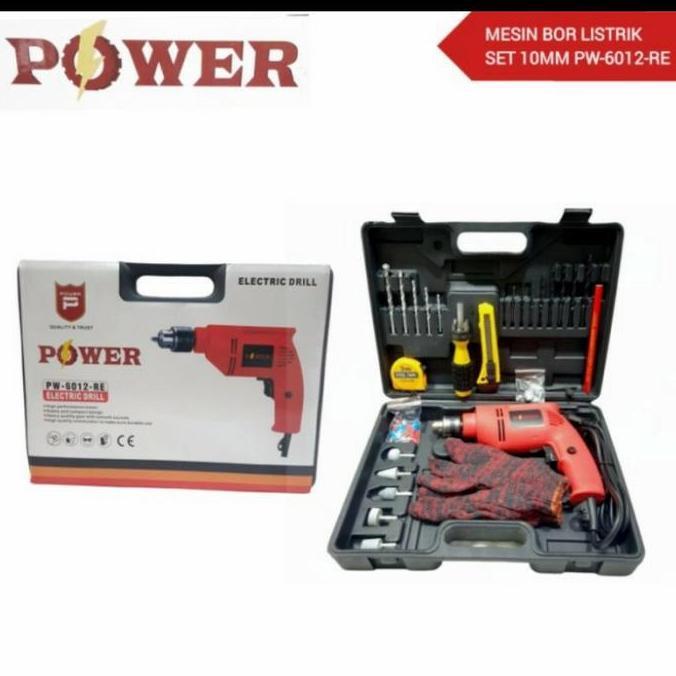 HATSUD Mesin bor set 10mm POWER Full Set Aksesoris Bor set 10mm koper