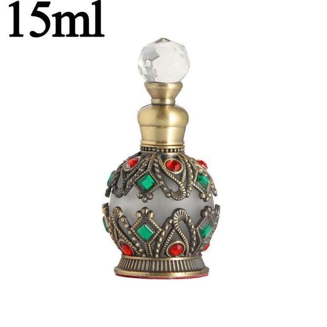 LEONAB 15ml Botol Parfum Refillable Bahan Metal Gaya Arab Botol Parfum Arab Mewah