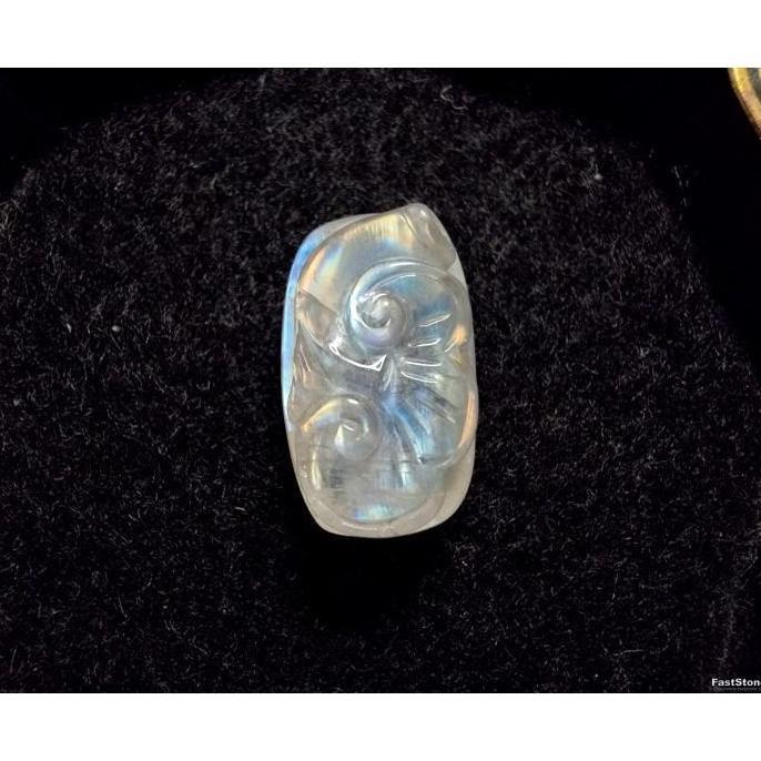 Liontin Batu Rainbow Moonstone Flower Bunga Happiness HQ 19.3mm B319