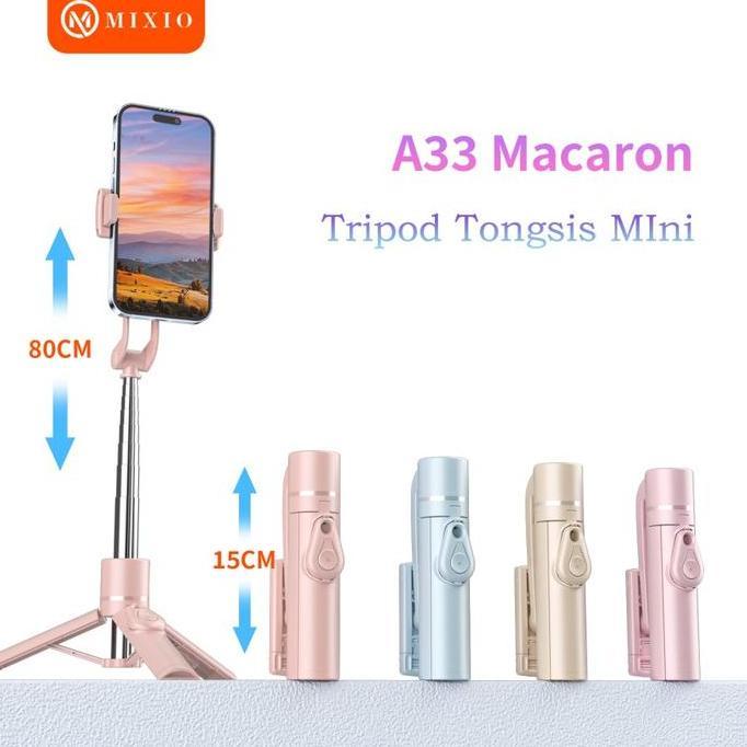MIXIO A33 MACARON 80CM Tripod Tongsis Bluetooth Mini Selfie Stick
