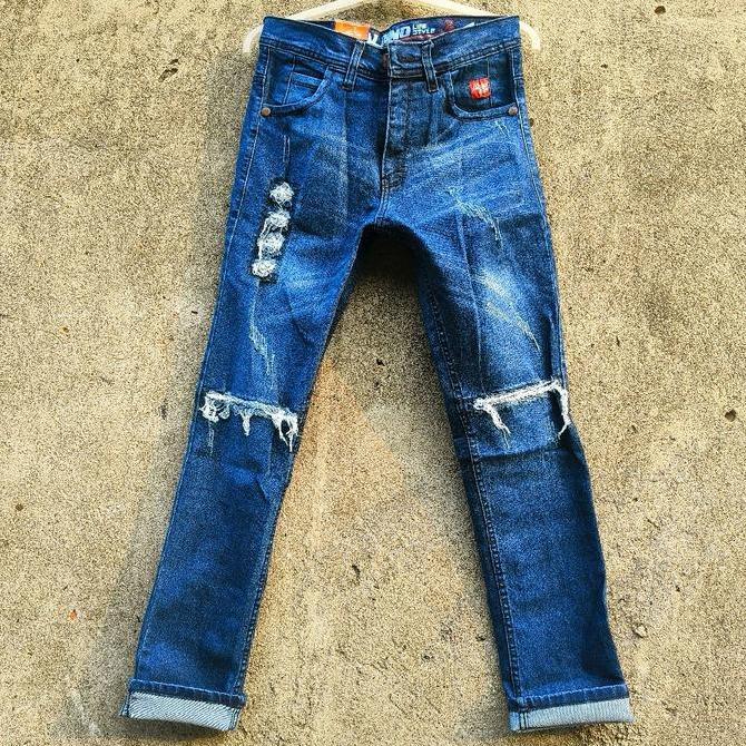 LIFESTYLE Celana jeans ripped hitam wash pahalutut sobek black ET Fit Nyaman Slim Tebal celana gangs