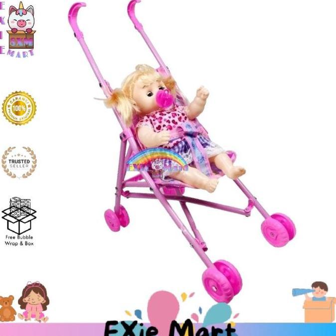 LEVINAMISAHSHOP - MAINAN ANAK DORONGAN STROLLER BONEKA BAYI NANGIS - MAINAN STROLLER BAYI NANGIS KER