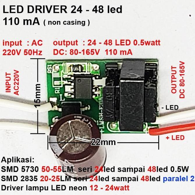 YOGSIXO LED Driver 24-48x0,5 Watt 110 mA (NO IC) AC-DC Tanpa Casing
