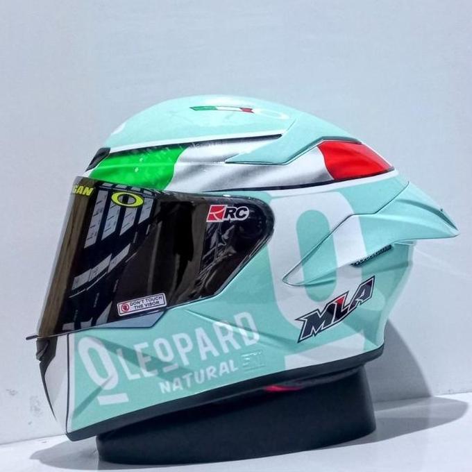 Helm Full Face Mla Motif Leopard Paket Ganteng Visor Blue/red gold Helm Terbaru Mla Cryptom Motorcyc