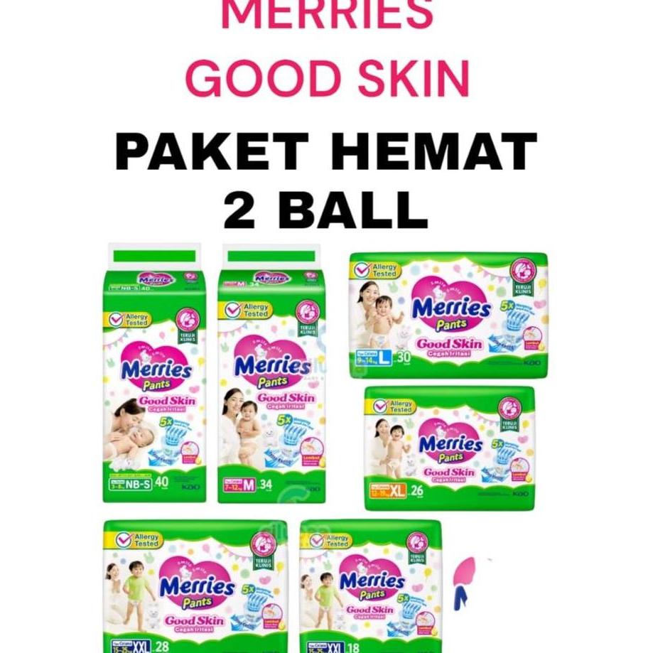 cipala_seller - [promo 2 ball] merries pants good skin popok sekali pakai celana nb-s40/m34/l28/xl26