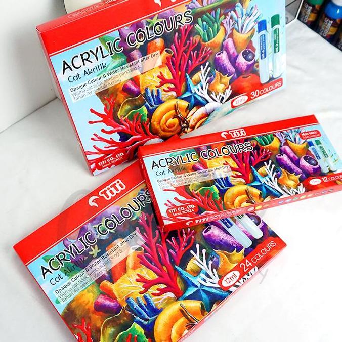 TITI Acrylic Color 12 24 30 Warna Cat Akrilik Set 12 ML TI-AC12