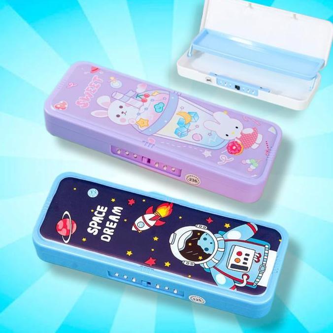 Krandanstore - Kotak Tempat Tepak Pensil Kode Anak Laki Laki Perempuan 2 Tingkat