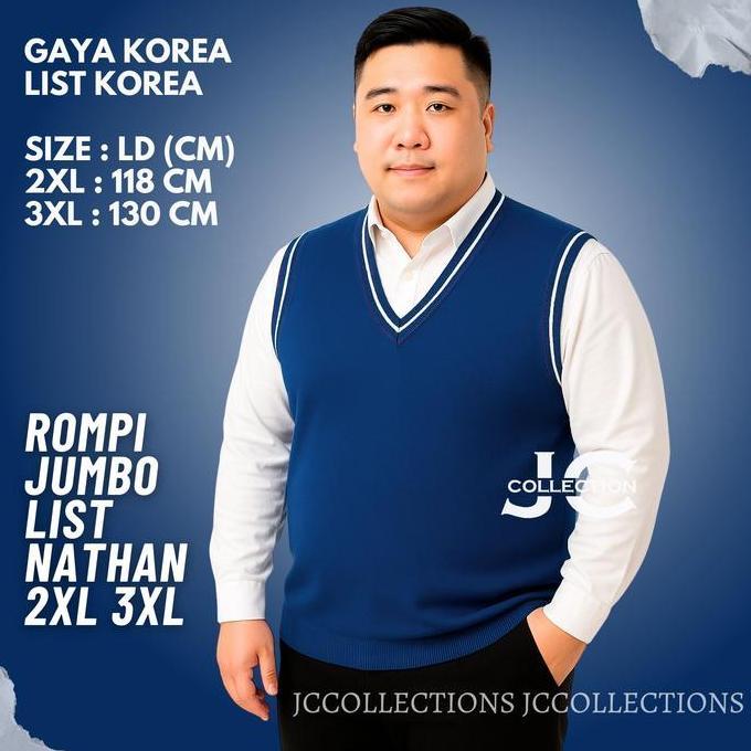 Rompi Vest Rajut Pria Jumbo Size 3xl / Outer Rompi Big Size Knit Vest Gaya Korea Nathann Jumbo - JCC