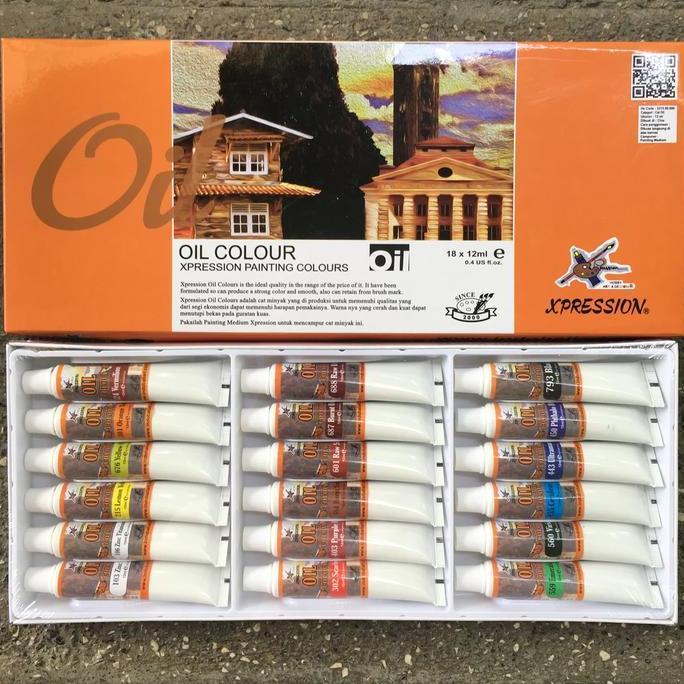 Cat Minyak / Cat Lukis Oil Colour Set 18 x 12 ml / Xpression Oil colour 18 warna