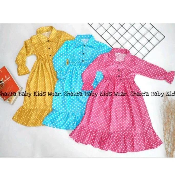 Gamis Polkadot Bayi 1 Tahun - 6 Tahun// Gamis Anak Perempuan