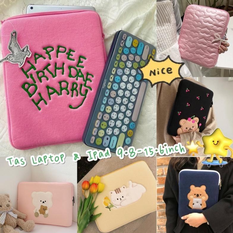 Unik Tas Laptop Ipad Laptop Tas Tablet Macbook Air Pro Lucu Gambar Beruang Premium 10 11 13 13.6 14 