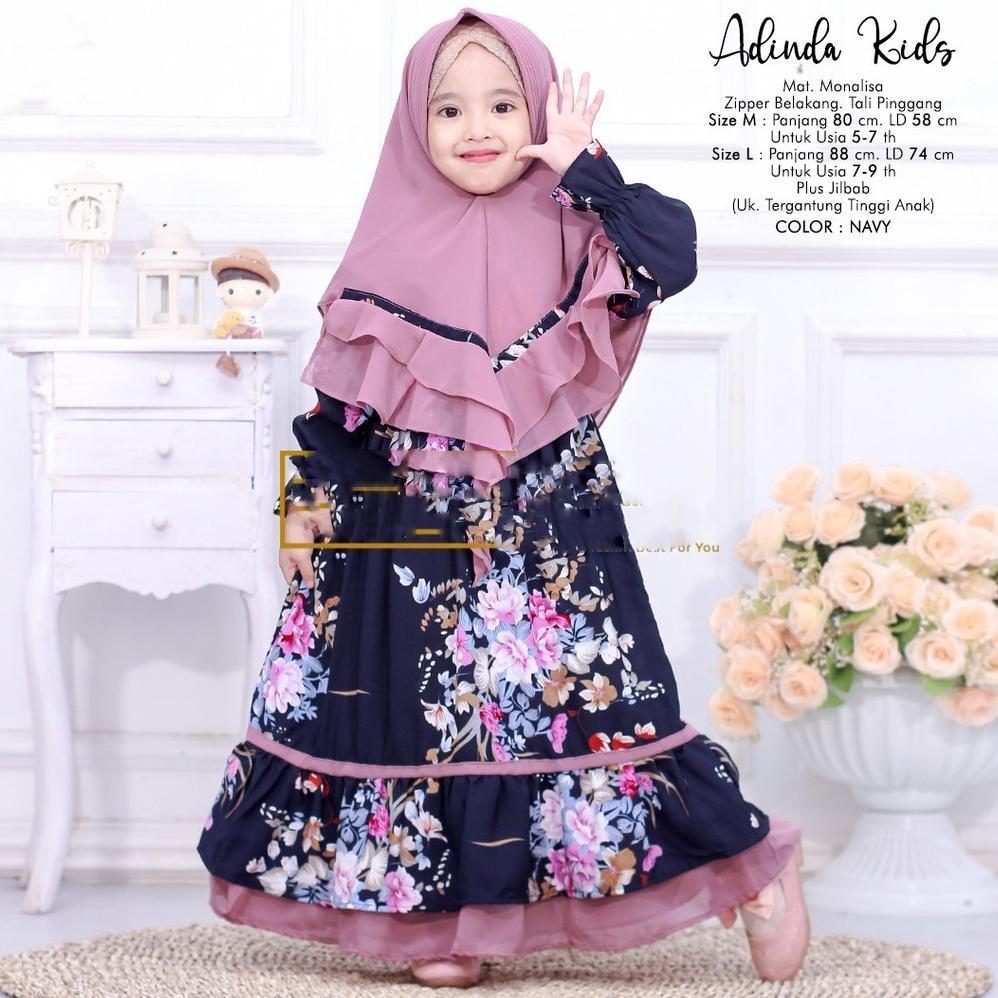 Cuci Gudang Gamis Sakura Anak Set Hijab Katun Monalisa 3_10Th/Gamis Anak Viral/Gamis Kekinian