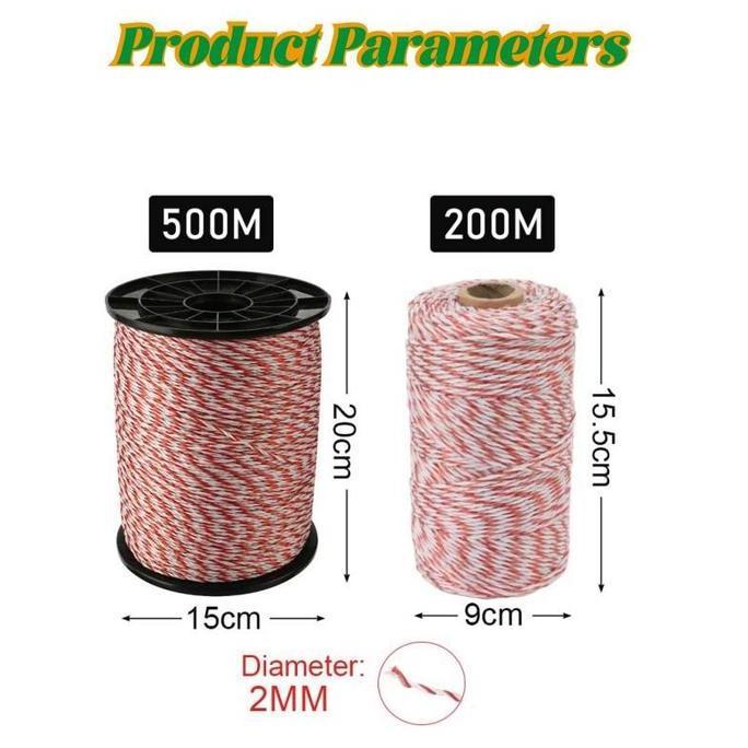 REDDAR Tali Kawat Pagar Baja Polytwire 2MM 200M/500M Fungsi Pagar Listrik Stabil Untuk Pertanian Per