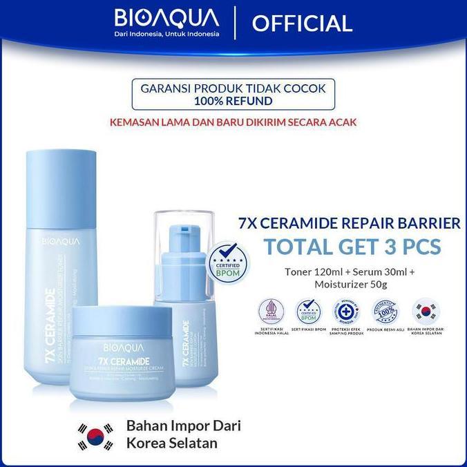 Repair Barrier-3in1 BundleBIOAQUA 7X Ceramide Skin Care Repair Set Moisturizing Toner 120ml & Lotion