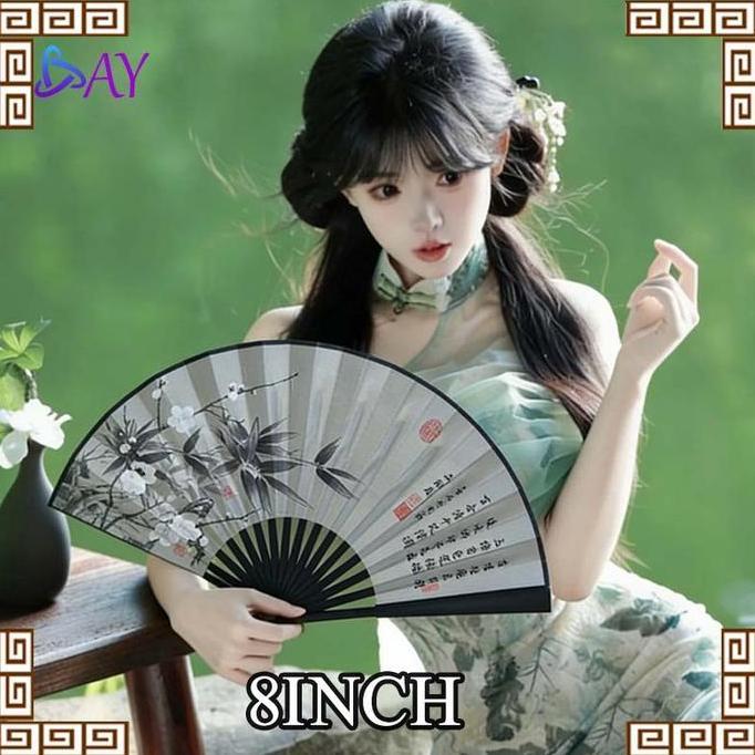 JARAGGE 8 inch Kipas Lipat Cina Kipas Tangan Lipat kipas kain PROTOK