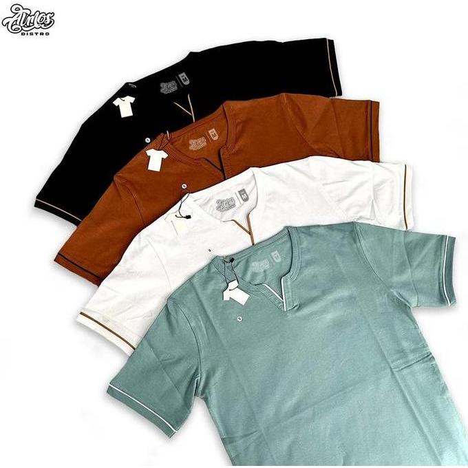 Almosdistro Kaos Kerah V Simple List  V Neck Tshirt Basic  Cowok Vol.2 Katun Oblong Pria Polos  Comb