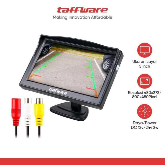 Paket Lengkap Tinggal Pasang Layar Monitor Mobil TFT LCD 5 Inch + 2 Kamera Depan Belakang Car Parkin