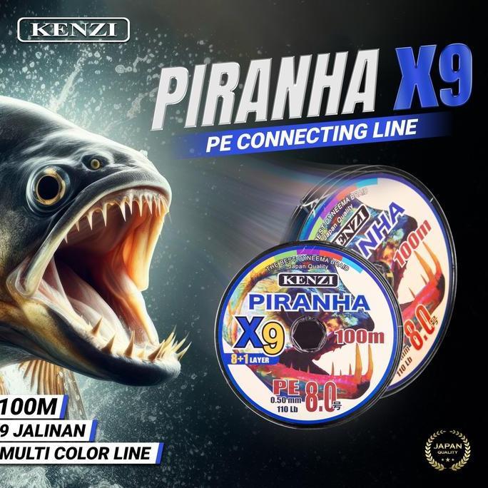 Pe Piranha X9 100M 12X100M Senar Pancing Joran Allshop