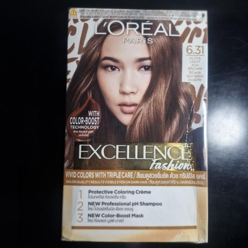Best Seller Pewarna Rambut Loreal Paris Excellence Fashion Ultra Ligth 03 / 6.31 Ash Brown Cat Rambu