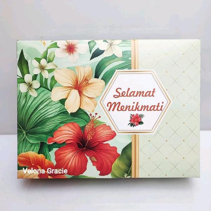 Dus Nasi PREMIUM 22x29 Laminasi Persegi Panjang isi 50 pcs Motif Tropical Box Besek Tutup Sambung MS
