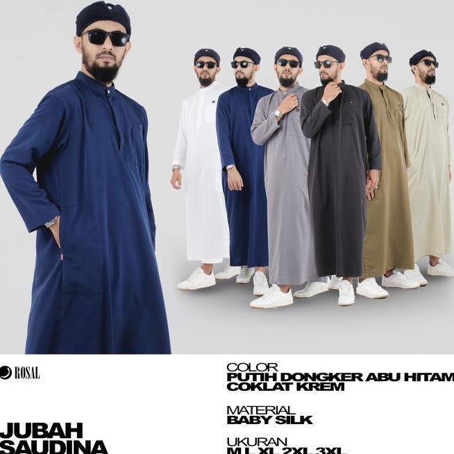 Jubah Gamis Pria Saudina Lengan Panjang Gamis Jubah Rosal Ala Haramain M Xxxl Jumbo Bsize Jubah Dewa