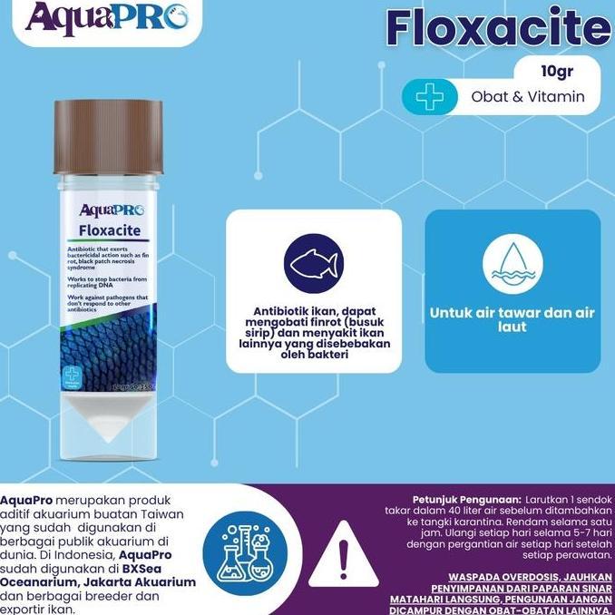 HARGA DISC - AquaPro Floxacite 10gram Obat Antibiotik Ikan Fin Rot Bakteri