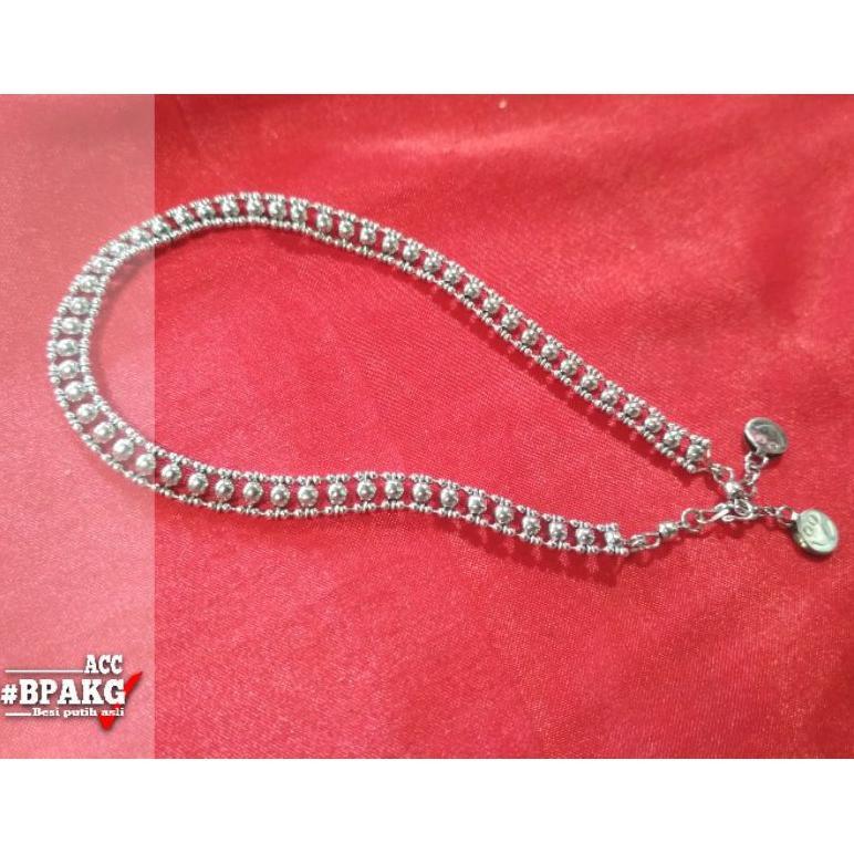NEW Gelang kaki rell bola silver simple Anti Karat # Gelang monel besi putih asli wanita cantik unik
