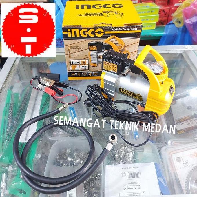 NEW PAKET MINI KOMPRESSOR POMPA BAN MOTOR MOBIL COMPRESSOR + COUPLER INGCO