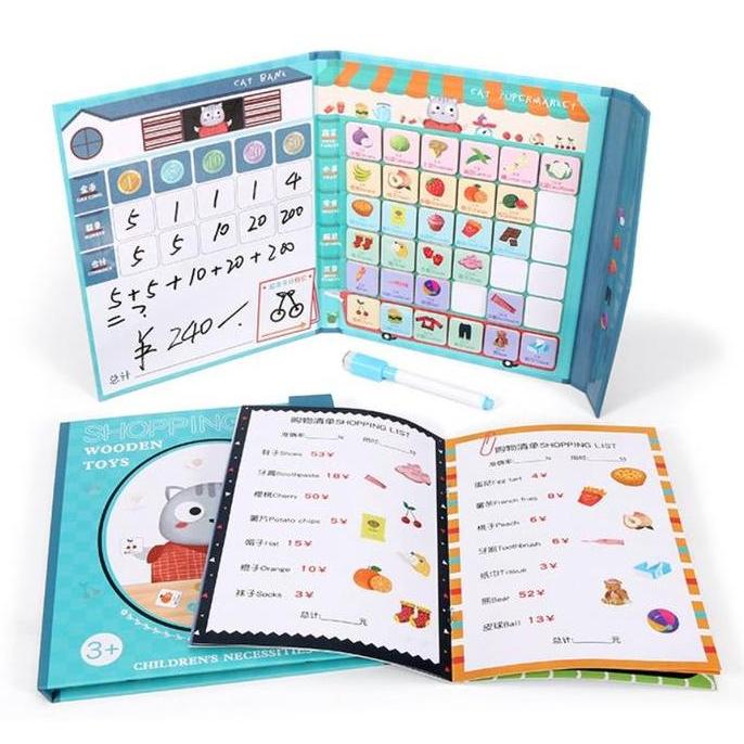 Mainan Buku Magnet Anak Letter Pair Menulis Angka Huruf Test IQ