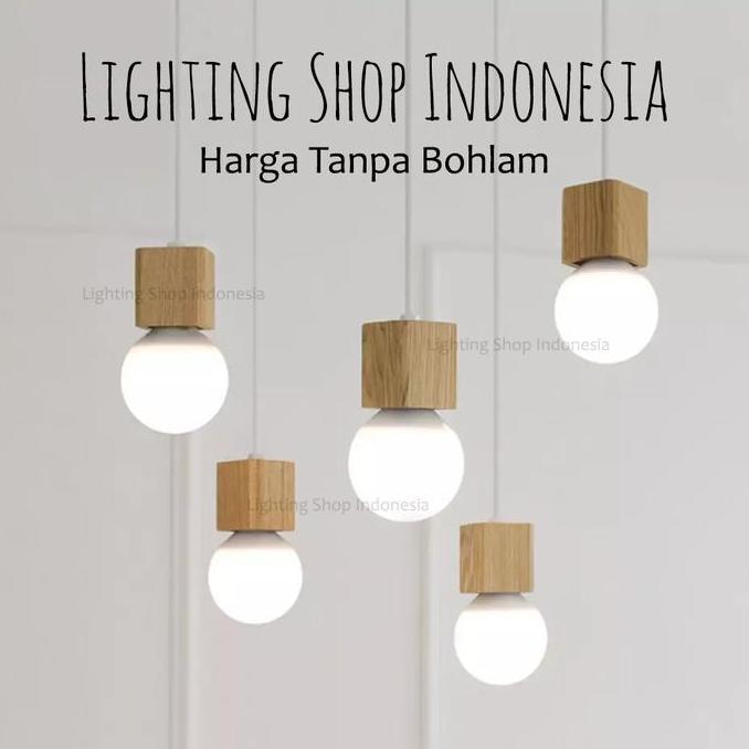 TERBARU - Lampu Gantung Kayu 1set isi 3Lampu / 5Lampu Wood Cafe 3in1 5in1
