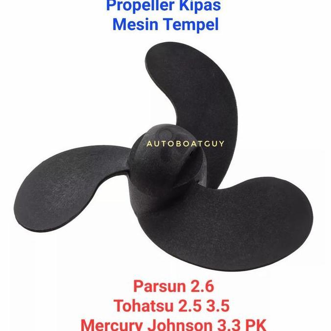 Propeller Kipas Mesin Tempel Tohatsu 2.5 3.5 Mercury Johnson 3.3 PK ( 7.4 x 5.7 )