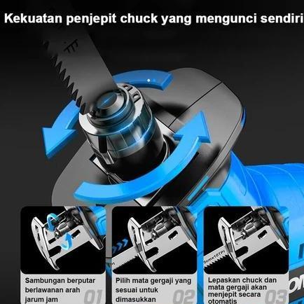 Murah Reciprocating Saw 198V Cordless Portable Genggam Lithium Charger Gergaji Mesin Alat Pemotong P