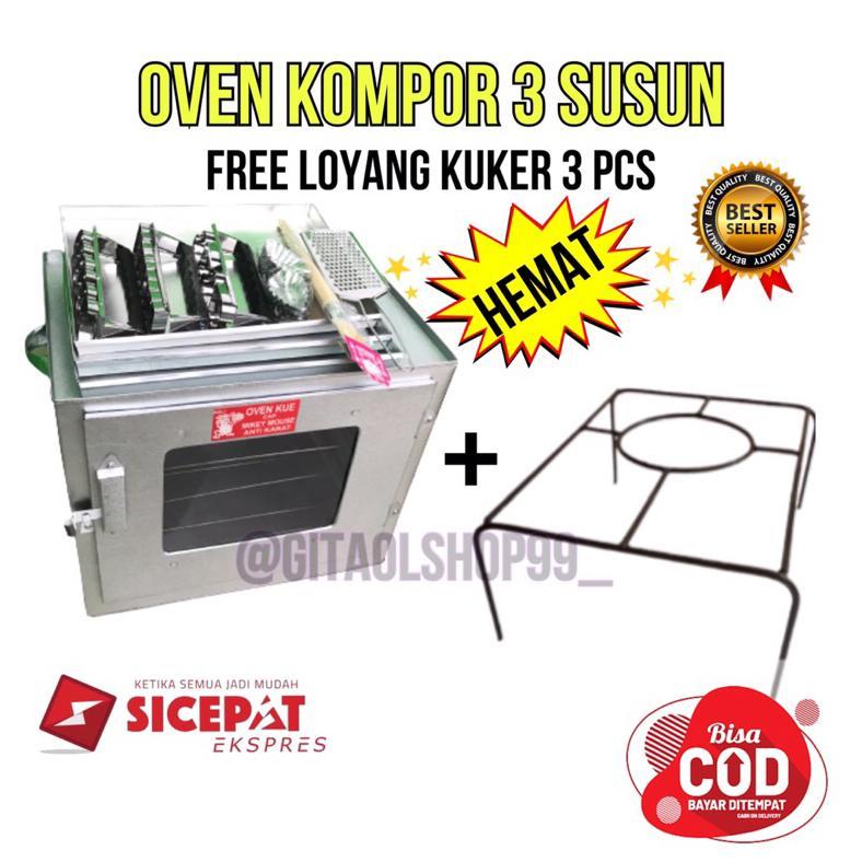 Oven Kompor Tangkring 3 Susun Open Kue Kering Anti Karat Kecil + Besi Tangkringan Gratis Loyang Kuke