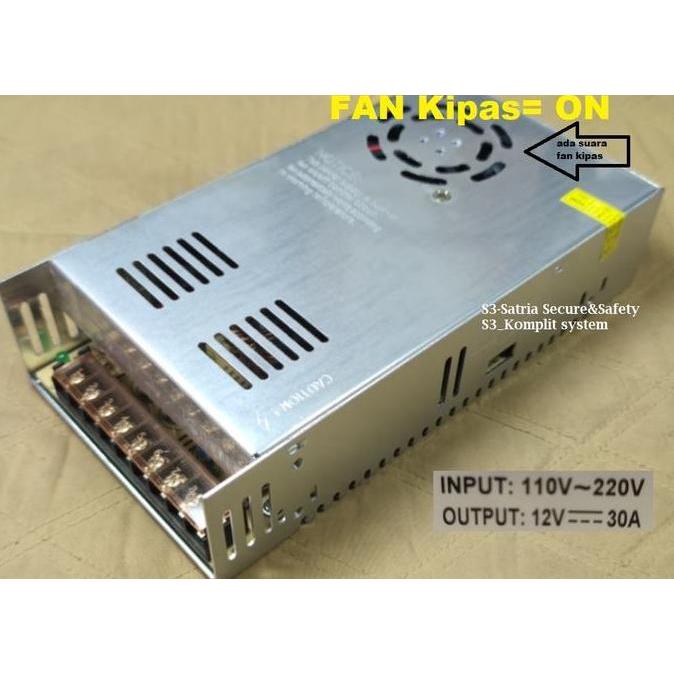 Murah Power Supply Switching 12V 30A Ada Kipas Fan Psu 12Volt 12Vol 30Ampere 30 Amper Ampere Dc 12V 