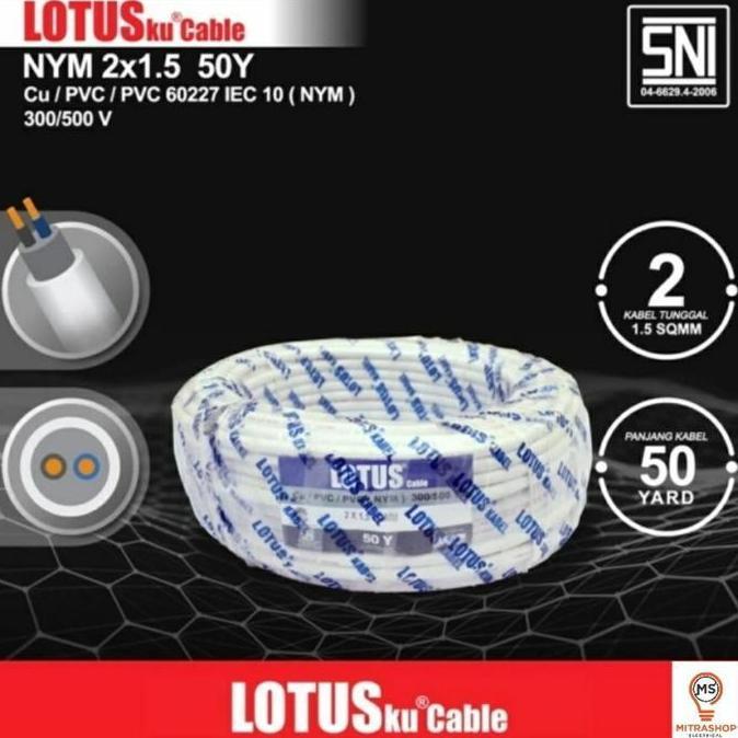 Promo Kabel Listrik Lotus Nym 2X1.5 2X1,5 50 Yard Lotusku 50Y Kawat