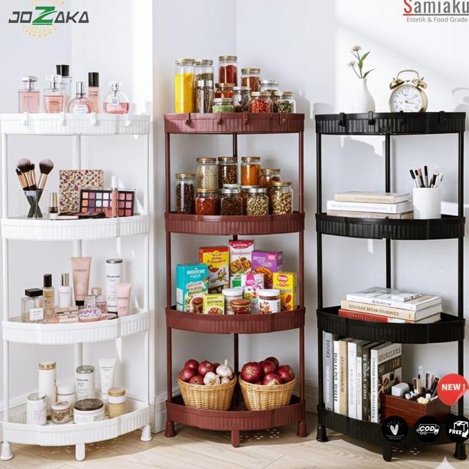 Kanimayla - [Samiaku] Rak Susun Sudut Plastik 4 Susun | Rak sudut serbaguna Putih