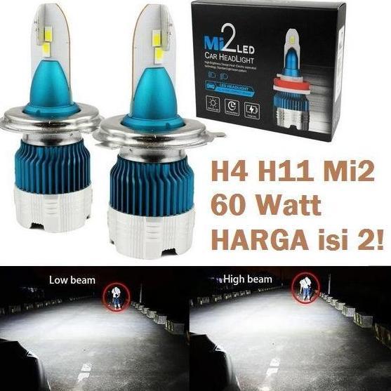 Promo Lampu LED MI2 H4 H11 MINI bohlam utama head lamp head light mobil 60W Diskon
