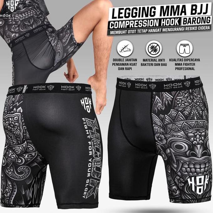 Legging MMA BJJ Compression Pants Fight Spats Hook Rock