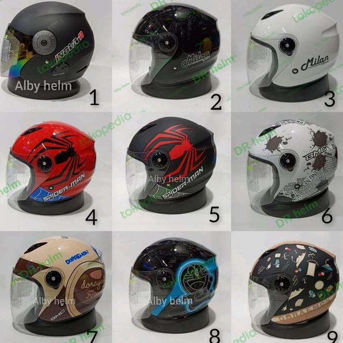 NEW HELM BMC MILAN MOTIF ORIGINAL HALF FACE HARGA PROMO ORI