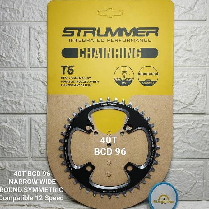Chainring Crank STRUMMER 40T 42T BCD 96 ROUND SYMMETRIC CNC Narrow Wide Sepeda MTB Roadbike