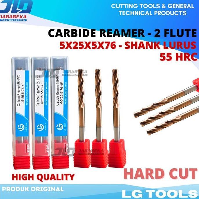 Promo Reamer Mesin Carbide 5 Mm / Machine Reamer Spiral 5 Mm 5X25X5X76 - 4F 4 Flute Hard Cut Merk