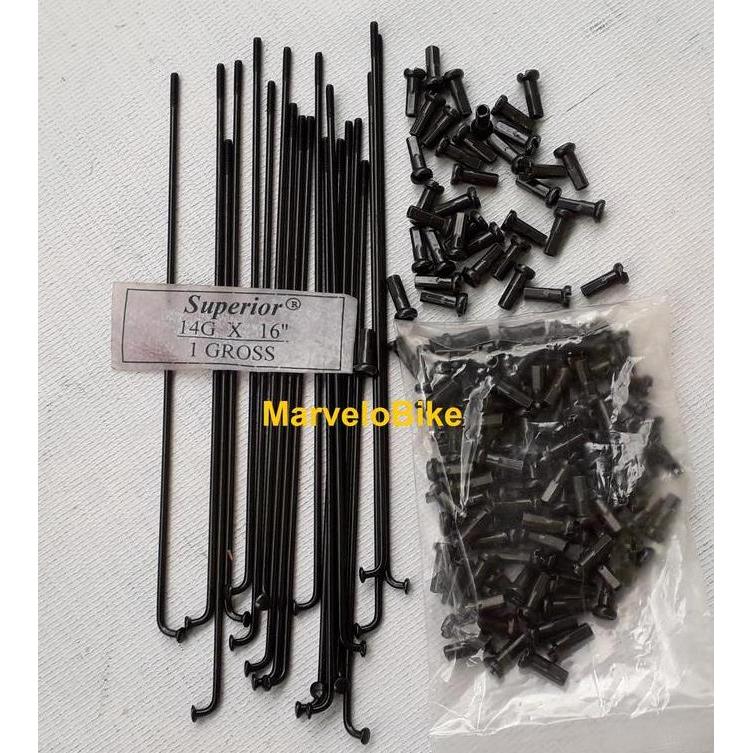 Spoke Jari Jari Sepeda 16 inch Hitam Superior Untuk Velg 16 Murni