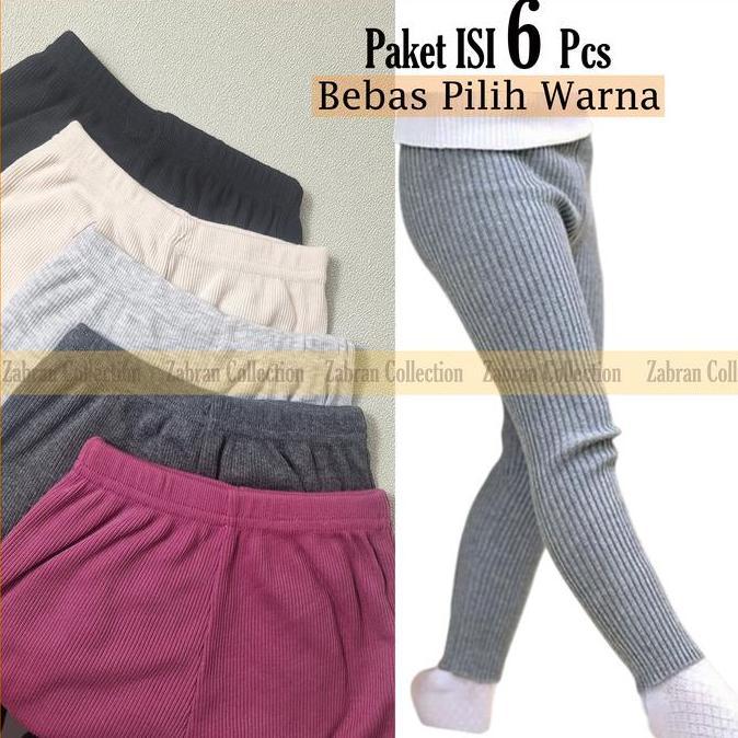 Paket Hemat Isi 6 pcs Legging Anak Rib Knite Premium / Legging Bayi Rajut / Babby Legging / Legging 