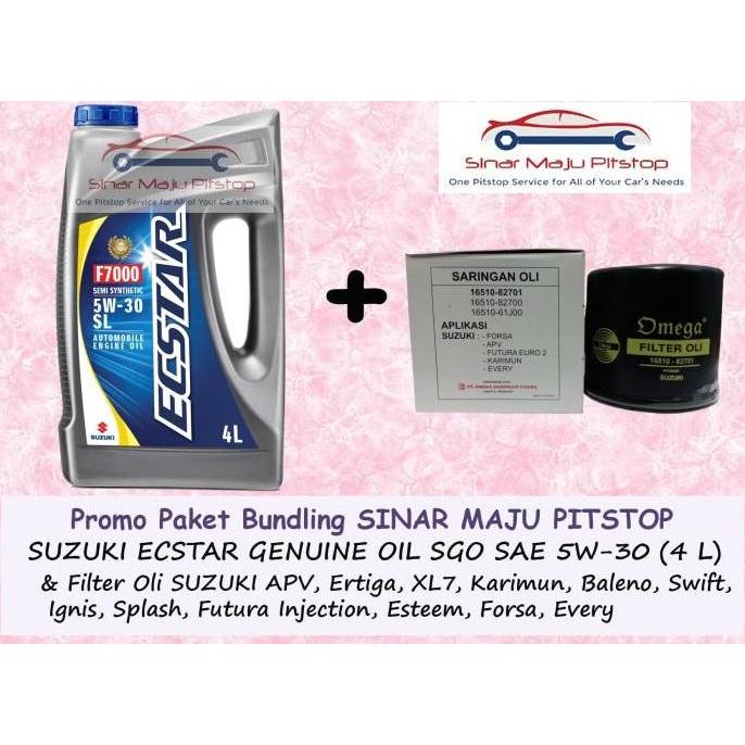 Paket Oli SGO ECSTAR 5W-30 & Filter Mobil SUZUKI XL7 & IGNIS & SPLASH