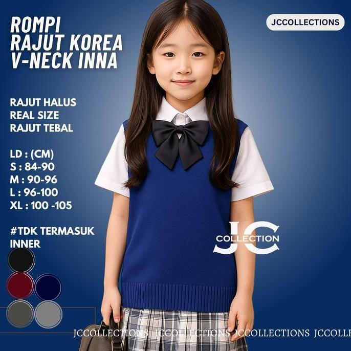 Rompi Rajut Anak Perempuan Vneck Gaya Korea Inna